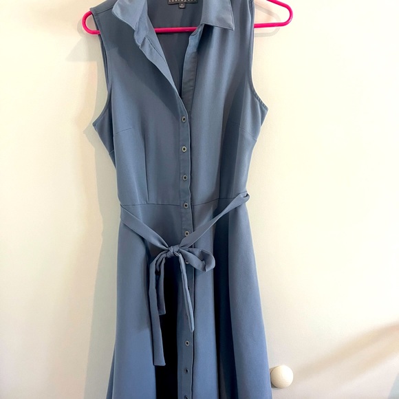 Sharagano Dresses & Skirts - Beautiful blue grey button down tank dress